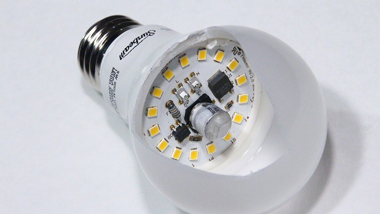 Close-up of an LED household light bulb