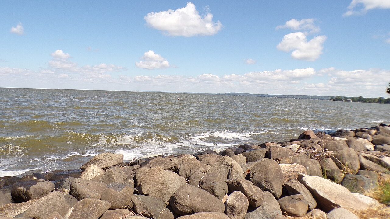 Rocky shoreline of Lake Winnebago at Lakeside Park, Fond du Lac