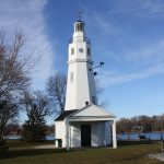 Neenah lighthouse where the Fox River leaves Lake Winnebago